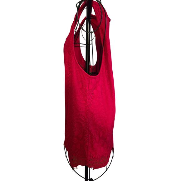 Three Pink Hearts‎ - Ladies Red Lace Top - SZ XL - Pit to Pit 19" Length 22" - Picture 3 of 7